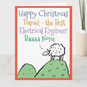 Tarjeta Diseño de oveja Feliz Navidad Ingeniero eléctrico