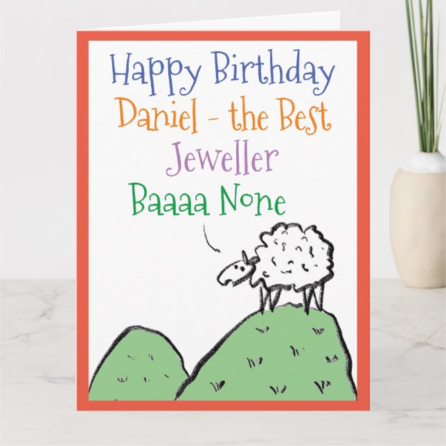 Tarjeta Diseño de ovejas joyero cumpleaños (Anverso)