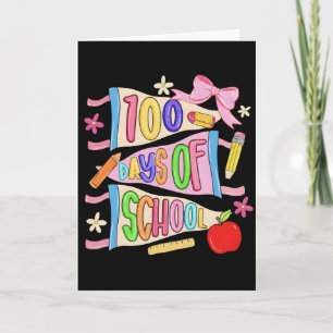 Tarjeta Diseño de pancarta colorida de 100 días de escuela