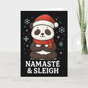 Tarjeta Diseño de panda de yoga de Navidad Namasté y trine