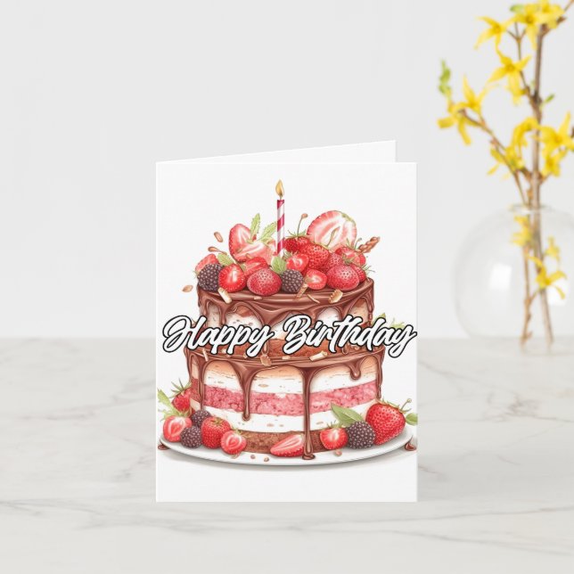 Tarjeta Diseño de pastel de chocolate para cumpleaños (flor amarilla)