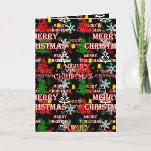 Tarjeta Diseño de patrón de texto decorativo Feliz Navidad