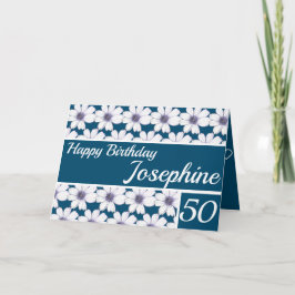 Tarjeta Diseño de patrones florales Blue Birthday