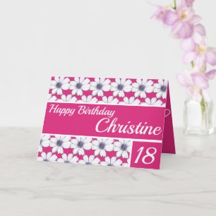 Tarjeta Diseño de patrones florales Fuscia Cumpleaños Rosa