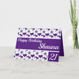 Tarjeta Diseño de patrones florales Purple Birthday