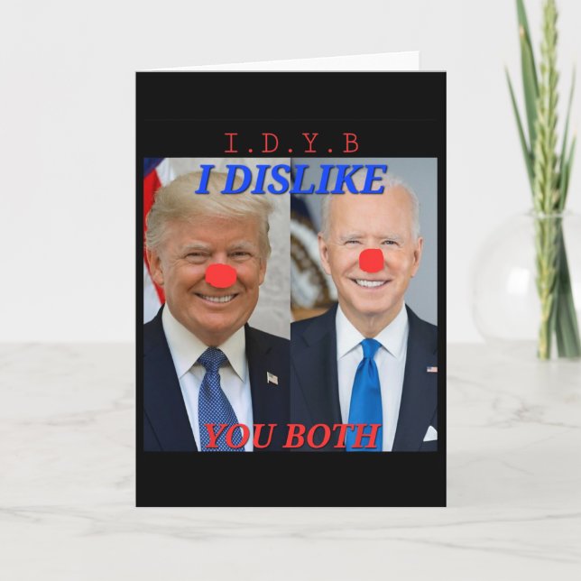 Tarjeta Diseño de payasos políticos divertidos Trump Biden (Anverso)