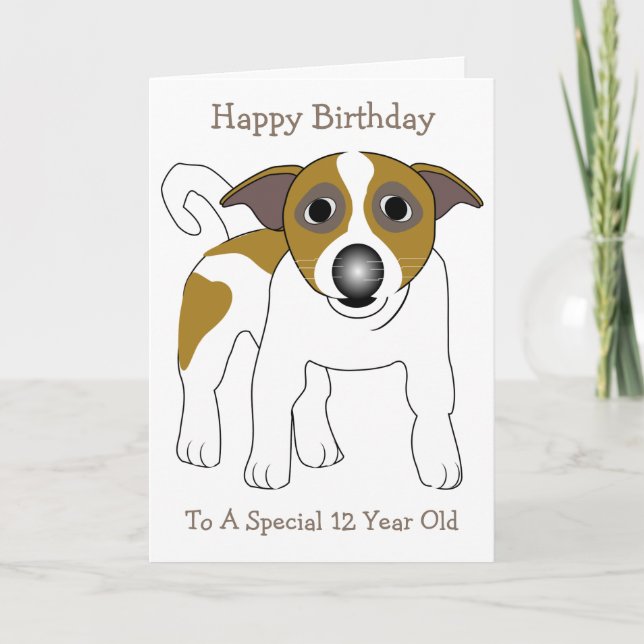 Tarjeta Diseño de perro personalizado duodécimo cumpleaños (Anverso)