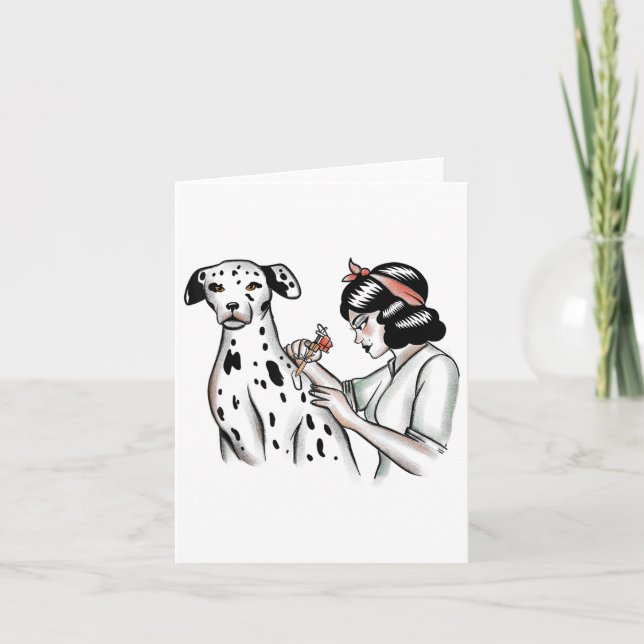 Tarjeta Diseño de Perro y Tatuaje Dalmático para Mujer Ama (Anverso)