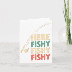 Tarjeta Diseño de pesca divertida de aquí-sospechoso Pesca