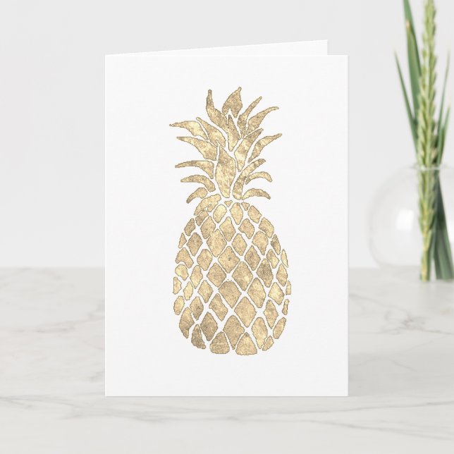 Tarjeta diseño de piña de Relieve metalizado de oro falso (Anverso)