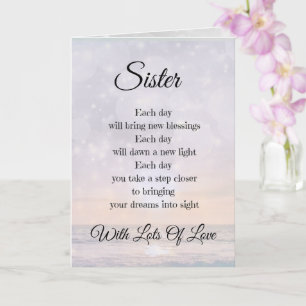 Tarjeta Diseño de poema de amor y aliento de hermana Salud