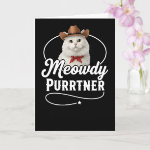 Tarjeta Diseño de Pun de Gato Vaquero Occidental Divertido
