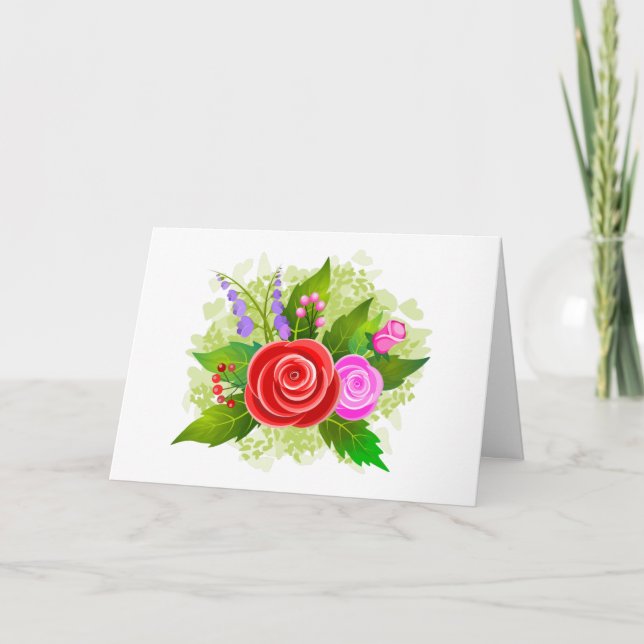 Tarjeta Diseño de ramo de flores de rosa-25310 (Anverso)