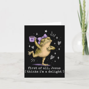 Tarjeta Diseño de rana divertida primero de Jesús piensa u