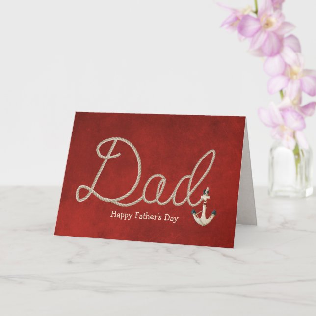 Tarjeta Diseño de rayas con el ancla Día del Padre (Orquídea)