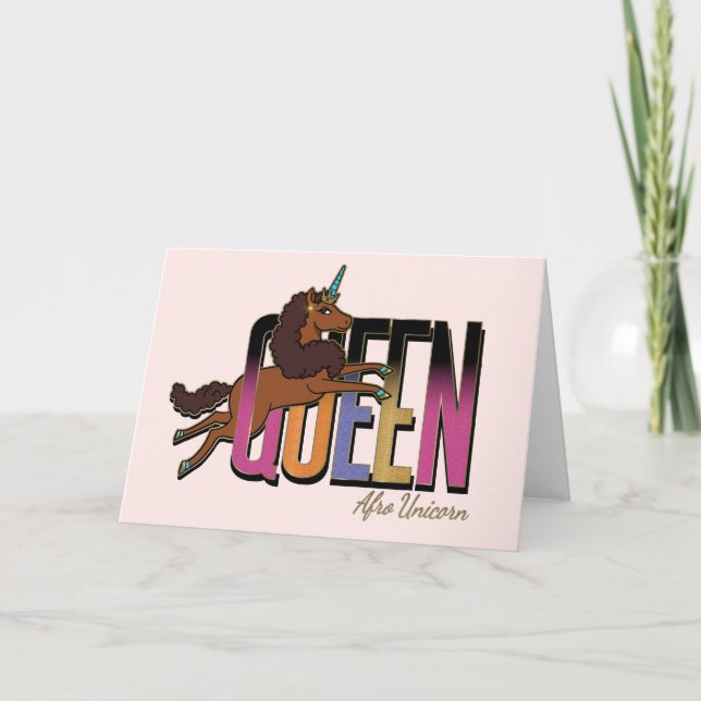 Tarjeta Diseño de Reina de Afro Unicornio (Anverso)