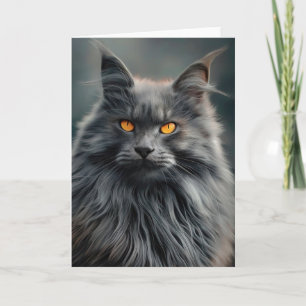 Tarjeta Diseño de retrato de gato majestuoso de pelo largo
