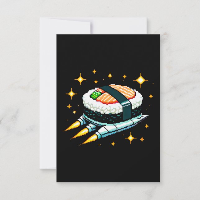 Tarjeta Diseño de rollo de sushi de cadera espacial Pixel  (Anverso)
