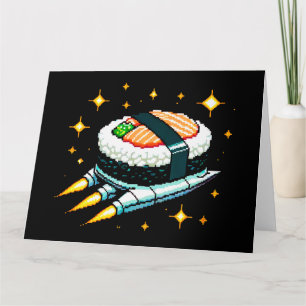 Tarjeta Diseño de rollo de sushi de cadera espacial Pixel 
