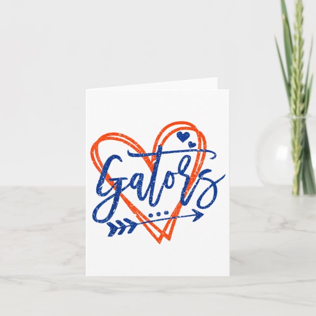 Tarjeta Diseño de ropa con nombre de corazón de Gators ret (Anverso)