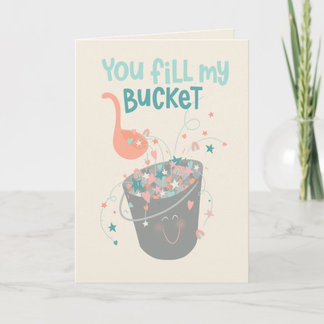 Tarjeta Diseño de San Valentín de Cute Bucket Filler (Anverso)