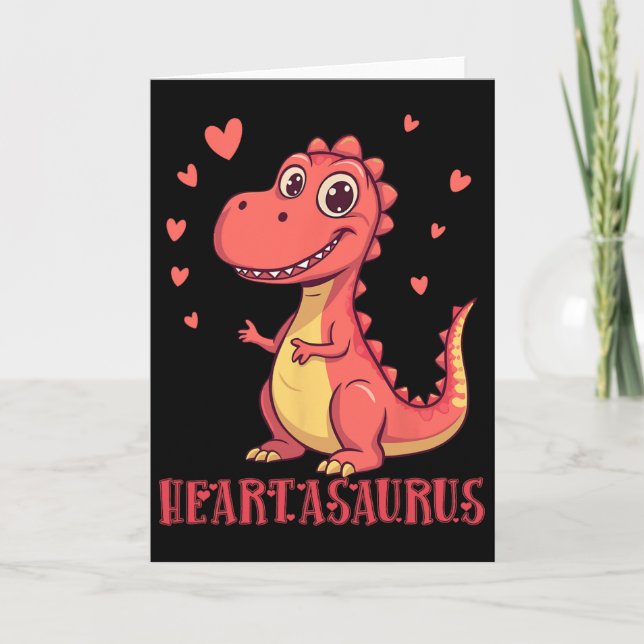 Tarjeta Diseño de San Valentín de dinosaurio adorable Hear (Anverso)