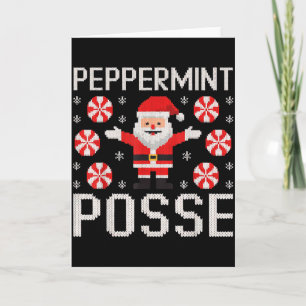 Tarjeta Diseño de suéter feo de Posse de menta Santa diver