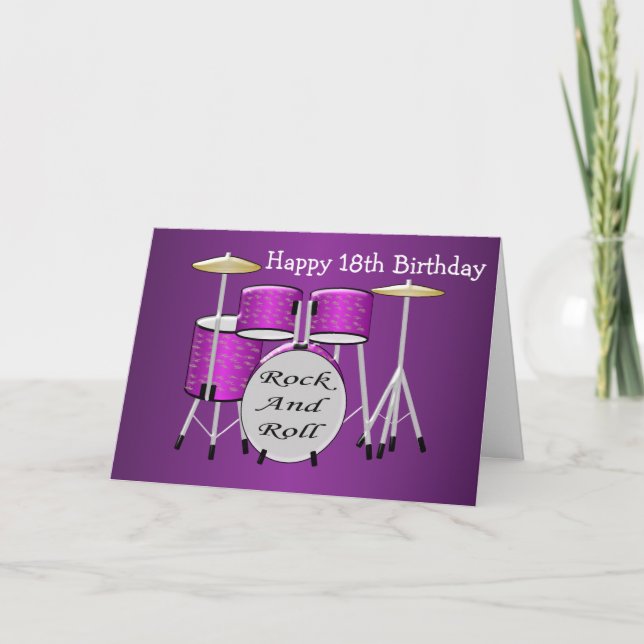 Tarjeta Diseño de tambores Personalizado 18º cumpleaños (Anverso)