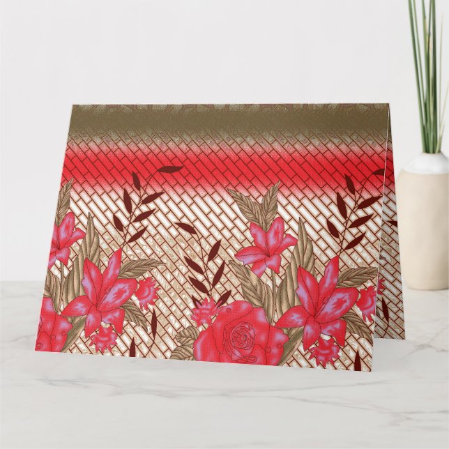 Tarjeta Diseño de tejidos intrincados con motivos florales (Anverso)