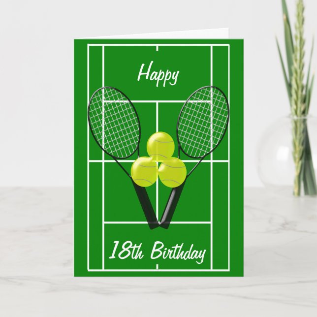 Tarjeta Diseño de Tenis Personalizado 18º cumpleaños (Anverso)