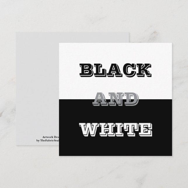Tarjeta Diseño De Texto Blanco Gris Negro Y Colores Sólido (Anverso / Reverso)