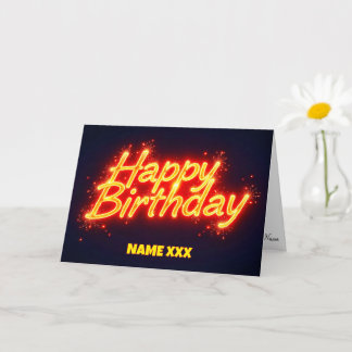 Tarjeta Diseño de texto brillante de feliz cumpleaños con