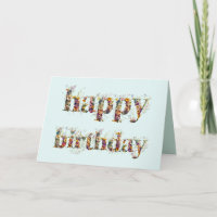 diseño de texto de Feliz Cumpleaños con flores sec