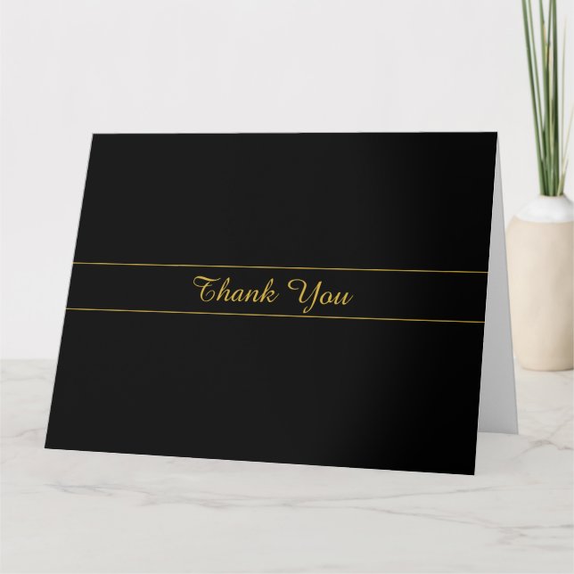 Tarjeta Diseño de texto simple personalizable dorado y neg (Anverso)