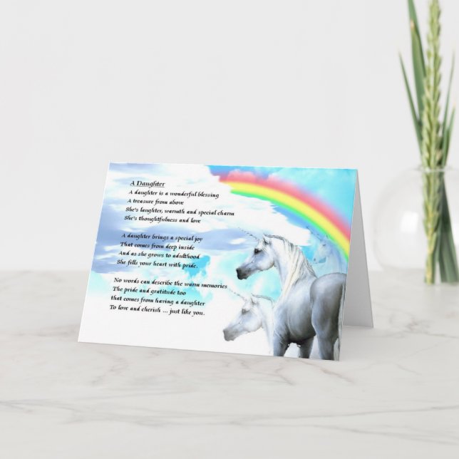 Tarjeta Diseño de Unicorn - Poema de la hija (Anverso)