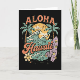 Tarjeta Diseño de verano tropical de surf de Aloha Hawaii