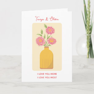 Tarjeta Diseño de vibrante arreglo floral en un jarrón ama