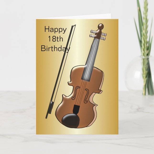 Tarjeta Diseño de violín personalizado 18º cumpleaños (Anverso)