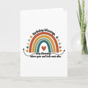 Tarjeta Diseño del arcoiris boho y de bendiciones de cumpl