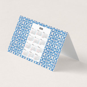 Tarjeta Diseño del calendario 2026 - Azulejo Anual único