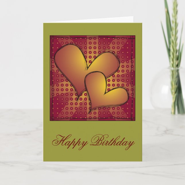 Tarjeta Diseño del corazón "Feliz Cumpleaños" (Anverso)