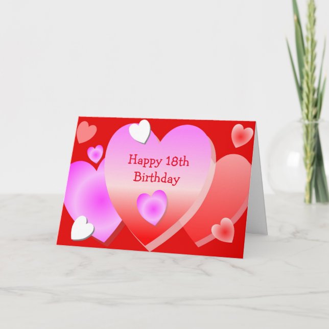 Tarjeta Diseño del corazón Personalizado 18º cumpleaños (Anverso)