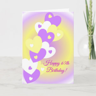 Tarjeta Diseño del corazón Personalizado 65º cumpleaños