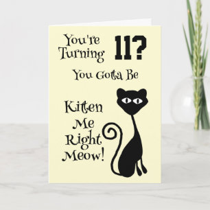 Tarjeta Diseño del gato 11º cumpleaños personalizado