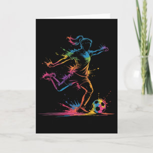 Tarjeta Diseño Deportivo Salpicadura Arte Fútbol Chica Neo
