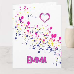 Tarjeta Diseño diagonal de confetti rosa-amarillo-azul