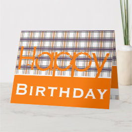 Tarjeta Diseño divertido con naranja y cuadros