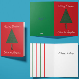 Tarjeta Diseño divertido de árbol de Navidad estilo carica