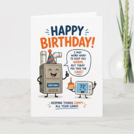 Tarjeta Diseño divertido de cumpleaños de HVAC con deseos 