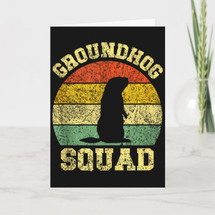 Tarjeta Diseño Divertido de Grupo de Marmota Feliz Día de